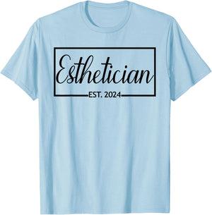 Esthetician Est. 2024 New Skin Care Specialist Graduation T-Shirt - T-Shirt | Light Blue