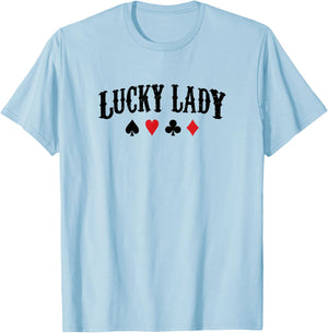 Lucky Lady Retro Poker Player Gift T-Shirt - T-Shirt | Light Blue