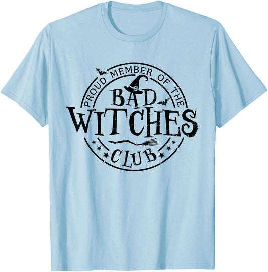 Retro Halloween Bad Witches Club Matching Funny Witch Women T-Shirt - T-Shirt | Light Blue