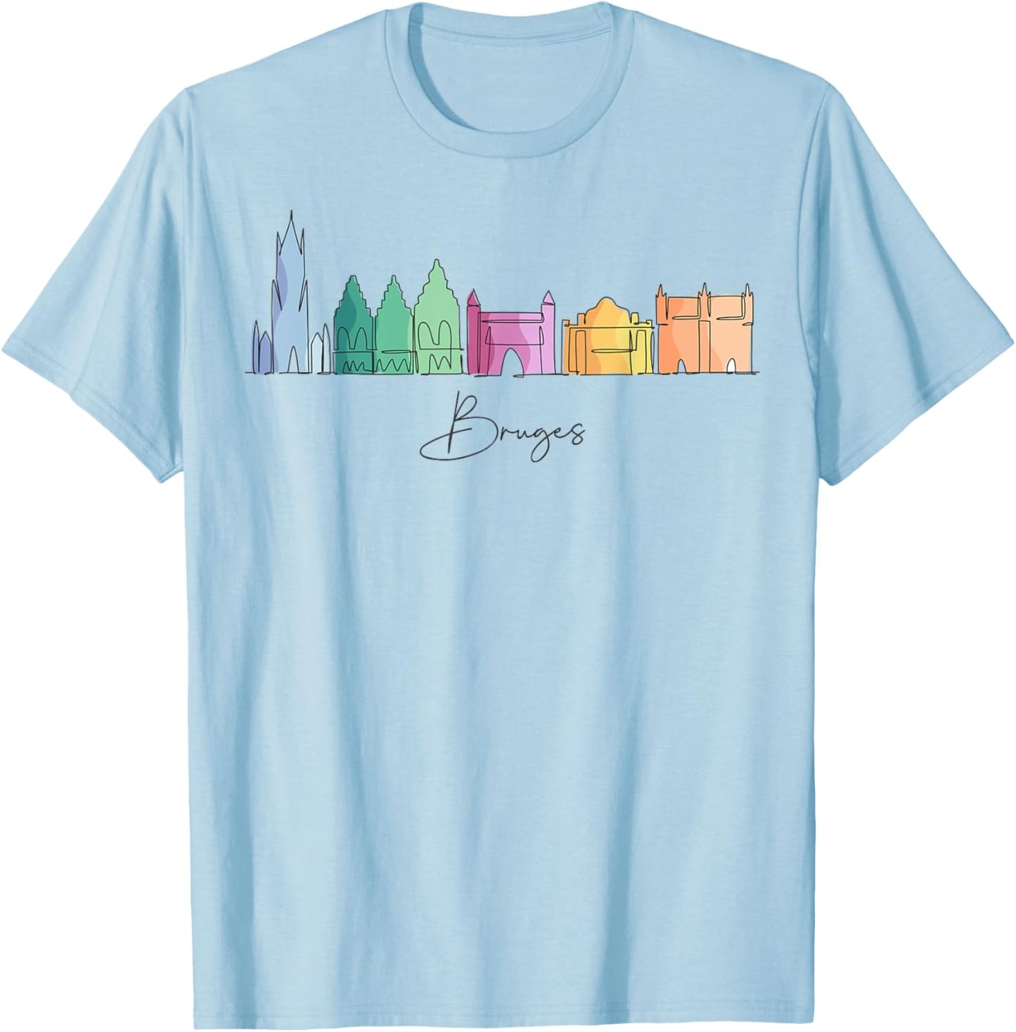 Travel Europe Belgium Bruges Family Vacation Souvenir T-Shirt - T-Shirt | Light Blue