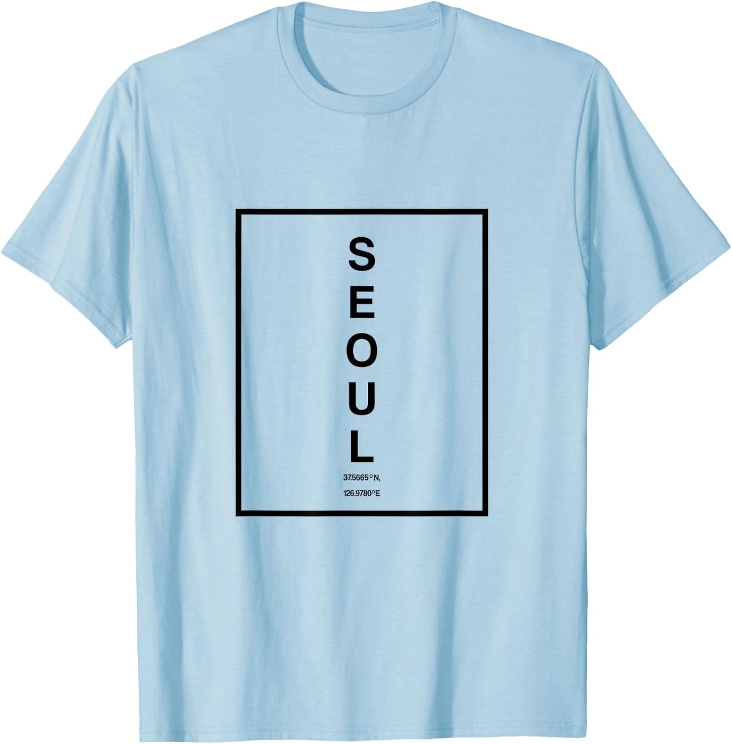 Seoul City South Korea Coordinates Minimalist T-Shirt - T-Shirt | Light Blue