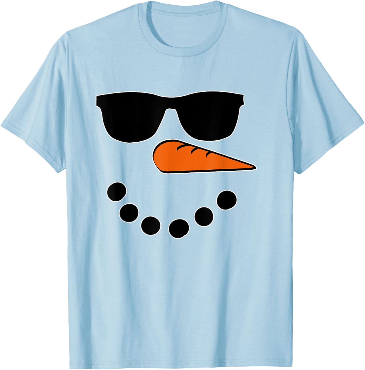 Snowman Face Christmas Funny Santa Claus Sunglass Cool T-Shirt - T-Shirt | Light Blue