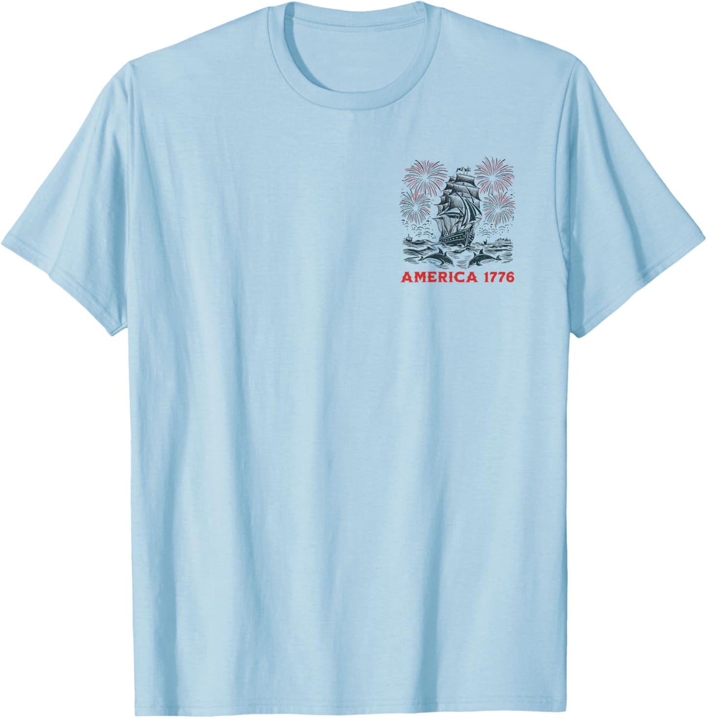2 SIDED BACK PRINT POCKET So Long London Signed America 1776 T-Shirt - T-Shirt | Light Blue
