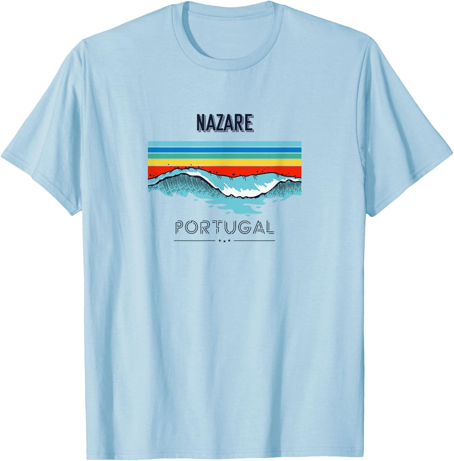 Nazare Souvenir - Portugal Reminder T-Shirt - T-Shirt | Light Blue