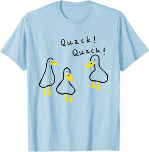 Funny Quack Quack Three Duck Design T-Shirt - T-Shirt | Light Blue