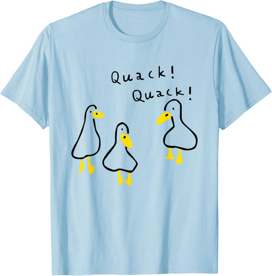 Funny Quack Quack Three Duck Design T-Shirt - T-Shirt | Light Blue