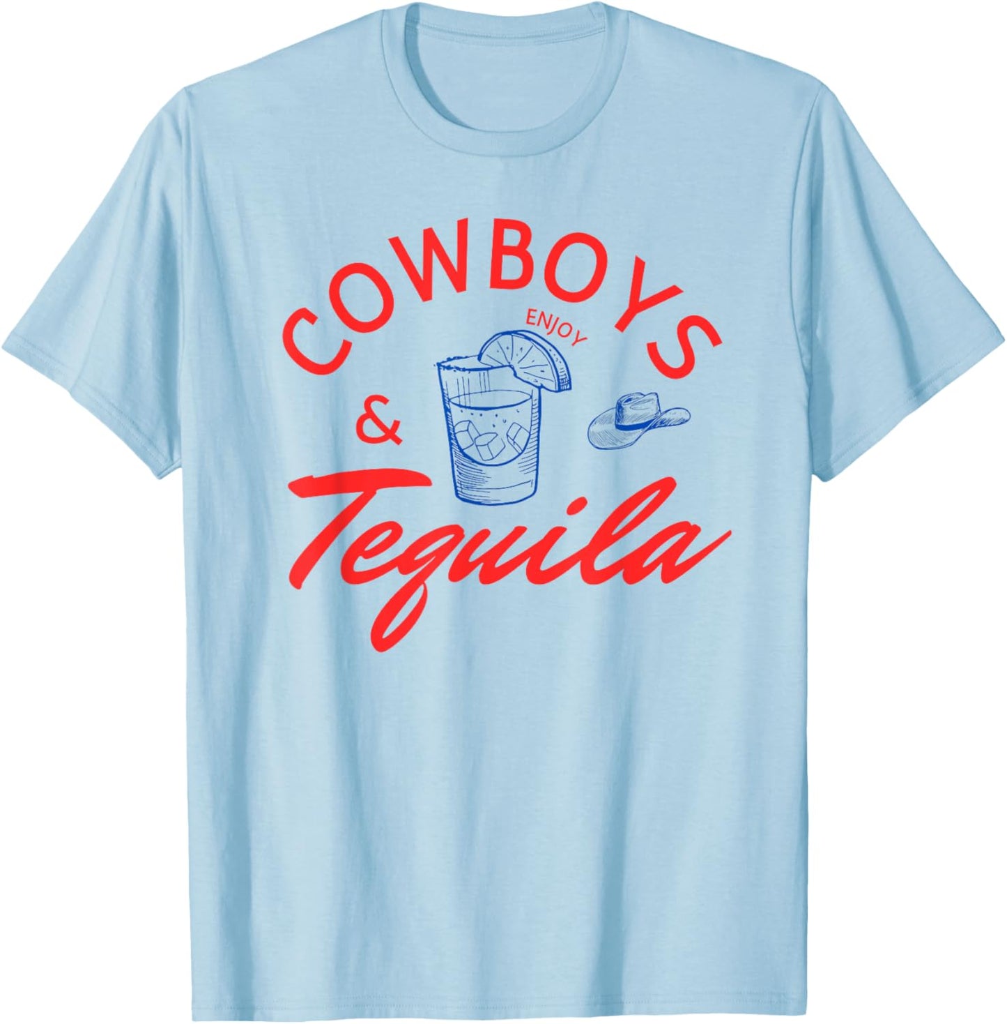 Western Cowgirl Women Country Music Cowboys And Tequila T-Shirt - T-Shirt | Light Blue