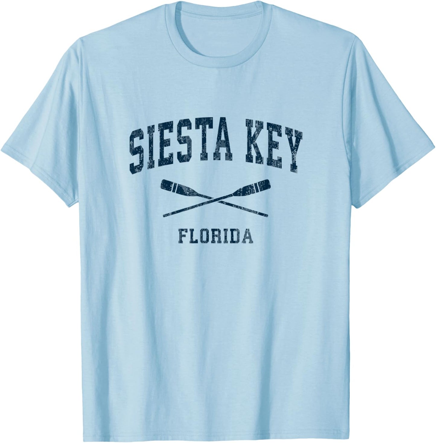 Siesta Key Florida Vintage Nautical Paddles Sports Oars T-Shirt - T-Shirt | Light Blue