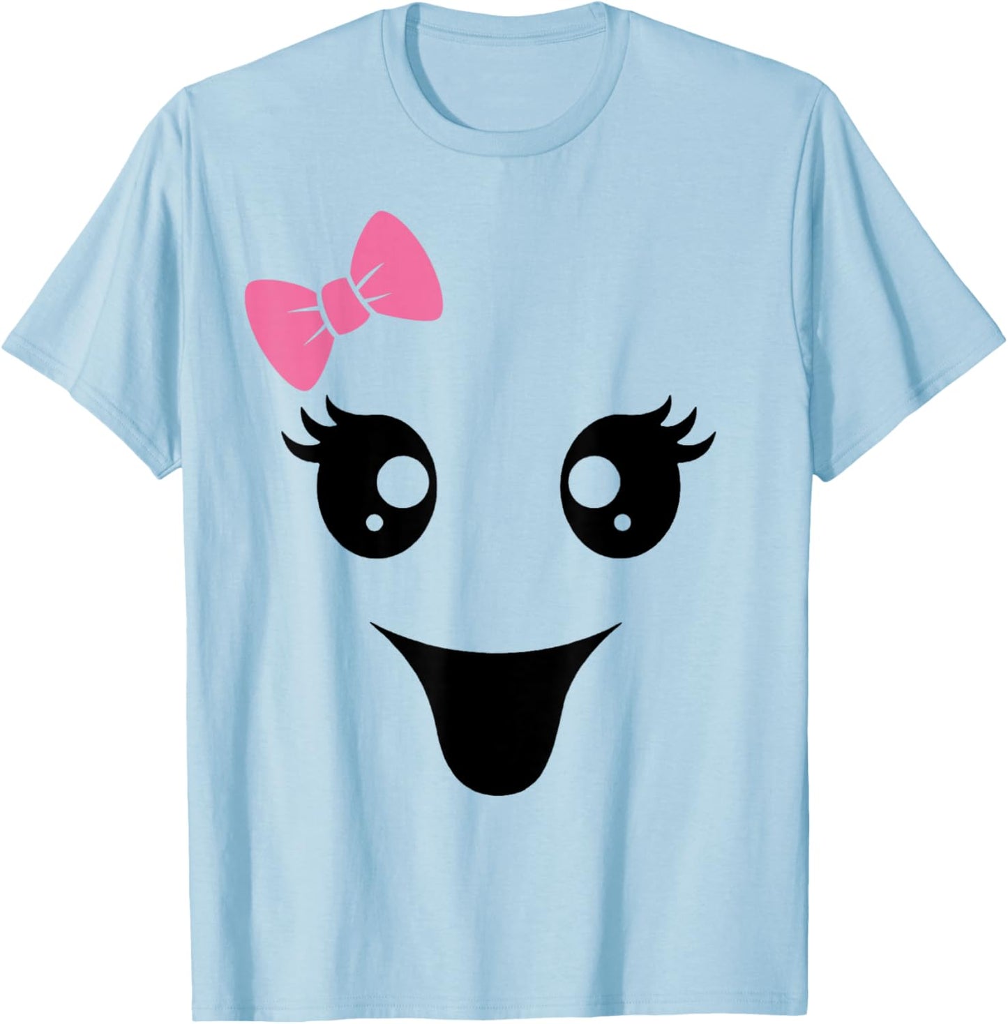 Cute Ghost Face, Boy Girl Funny T-Shirt - T-Shirt | Light Blue