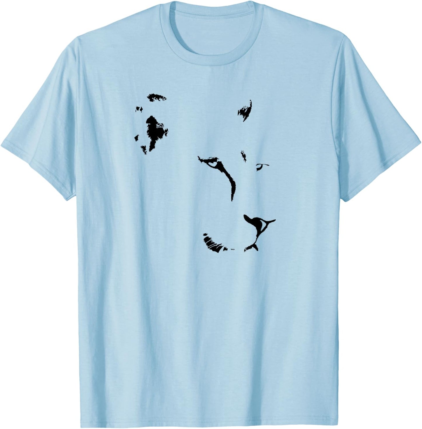 Lioness Face in Minimalist Line Art for Lion Fans T-Shirt - T-Shirt | Light Blue