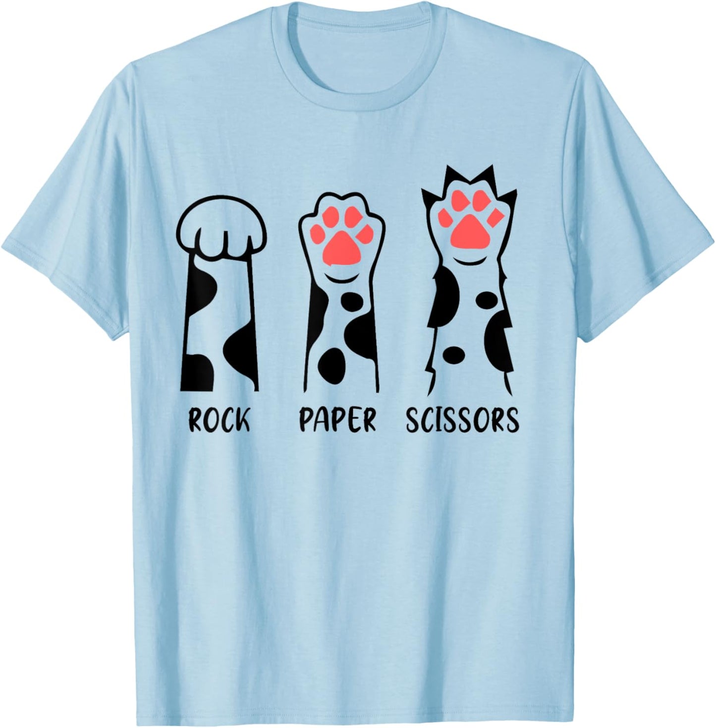 Rock Paper Scissors Cat Paws Funny Hand Cat Kitten Lover Men Women Kids T-Shirt - T-Shirt | Light Blue