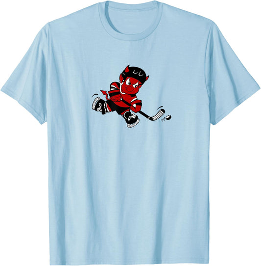 Cute Little Devil Hockey Player T-Shirt - T-Shirt | Light Blue
