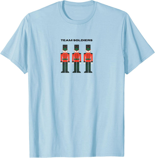 Cute Team Soldiers Nutcracker Christmas Ballet Dance Graphic T-Shirt - T-Shirt | Light Blue