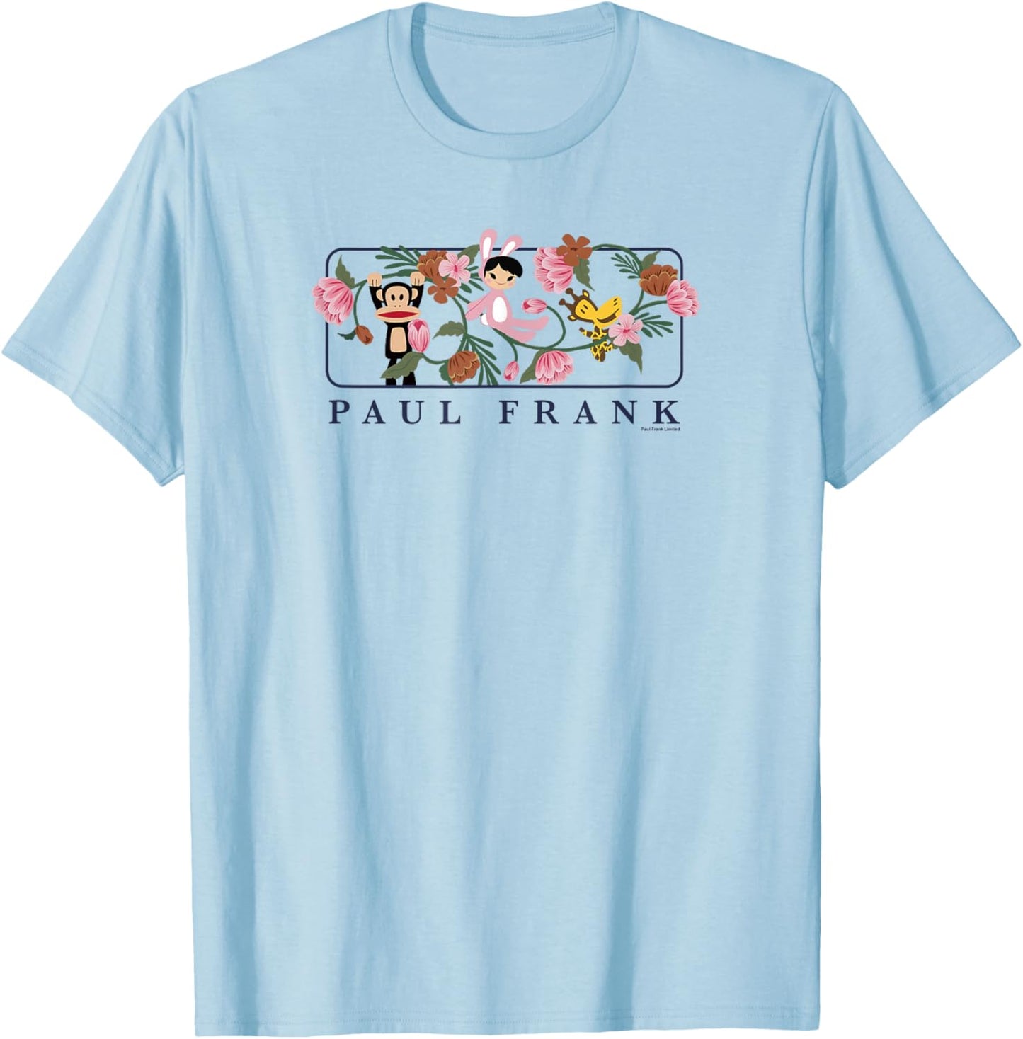 Paul Frank Julius & Bunny Girl Groovy Retro Floral Spring T-Shirt - T-Shirt | Light Blue