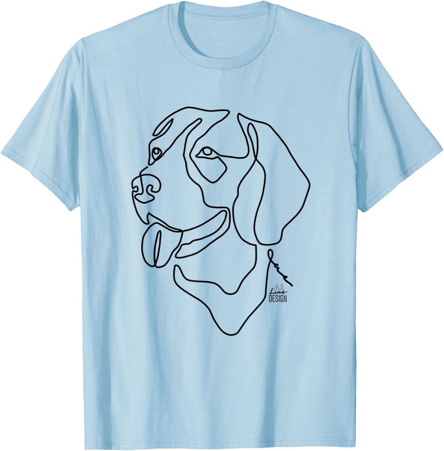 Beagle Original 1 Line Art Dog Illustration T-Shirt - T-Shirt | Light Blue