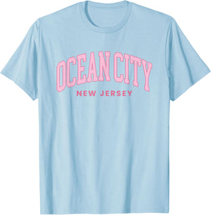 Ocean City New Jersey NJ Retro Preppy Throwback Girls T-Shirt - T-Shirt | Light Blue
