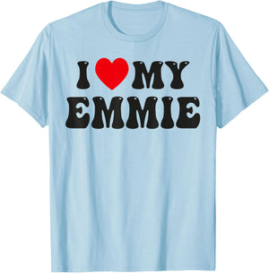 I Love My Emmie Funny Valentine Red Heart Love Women Emmie T-Shirt - T-Shirt | Light Blue