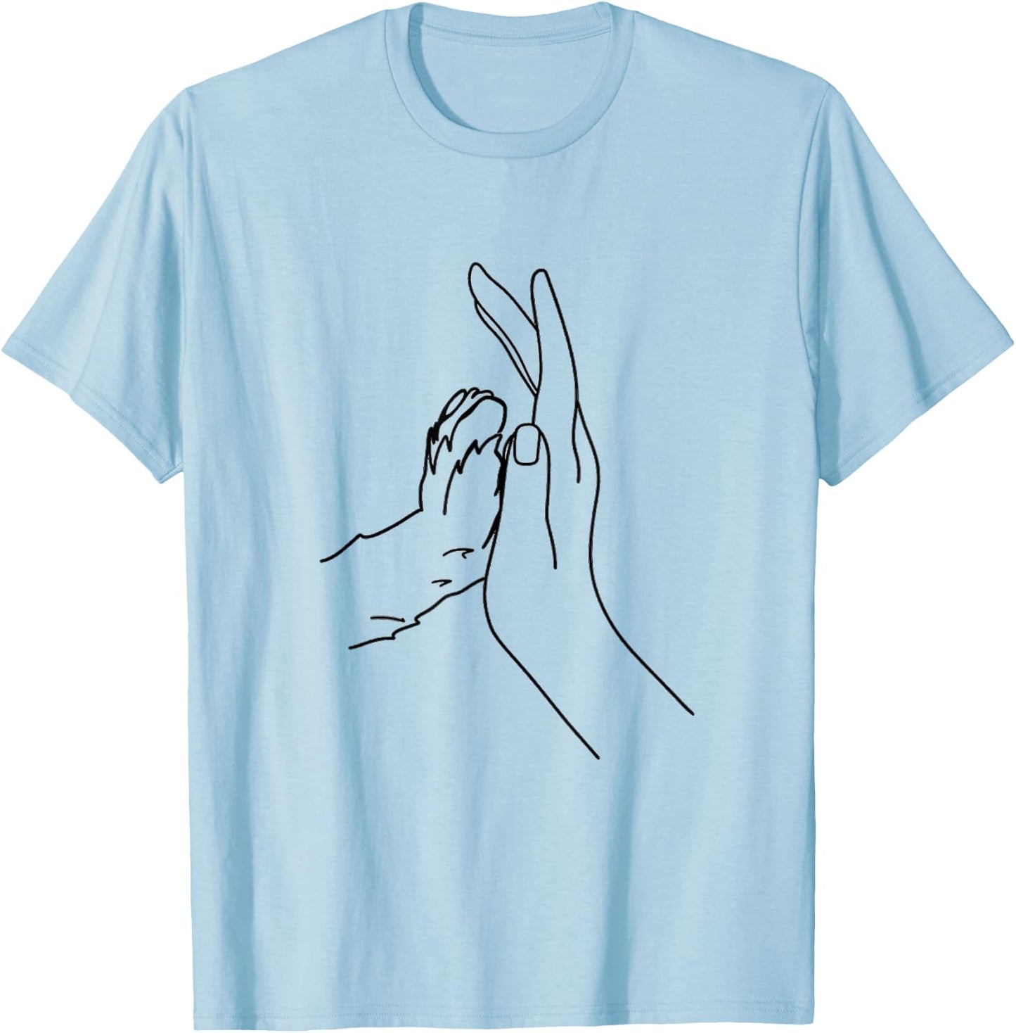 Adorable High Five Dog Paw and Human Hand T-Shirt - T-Shirt | Light Blue