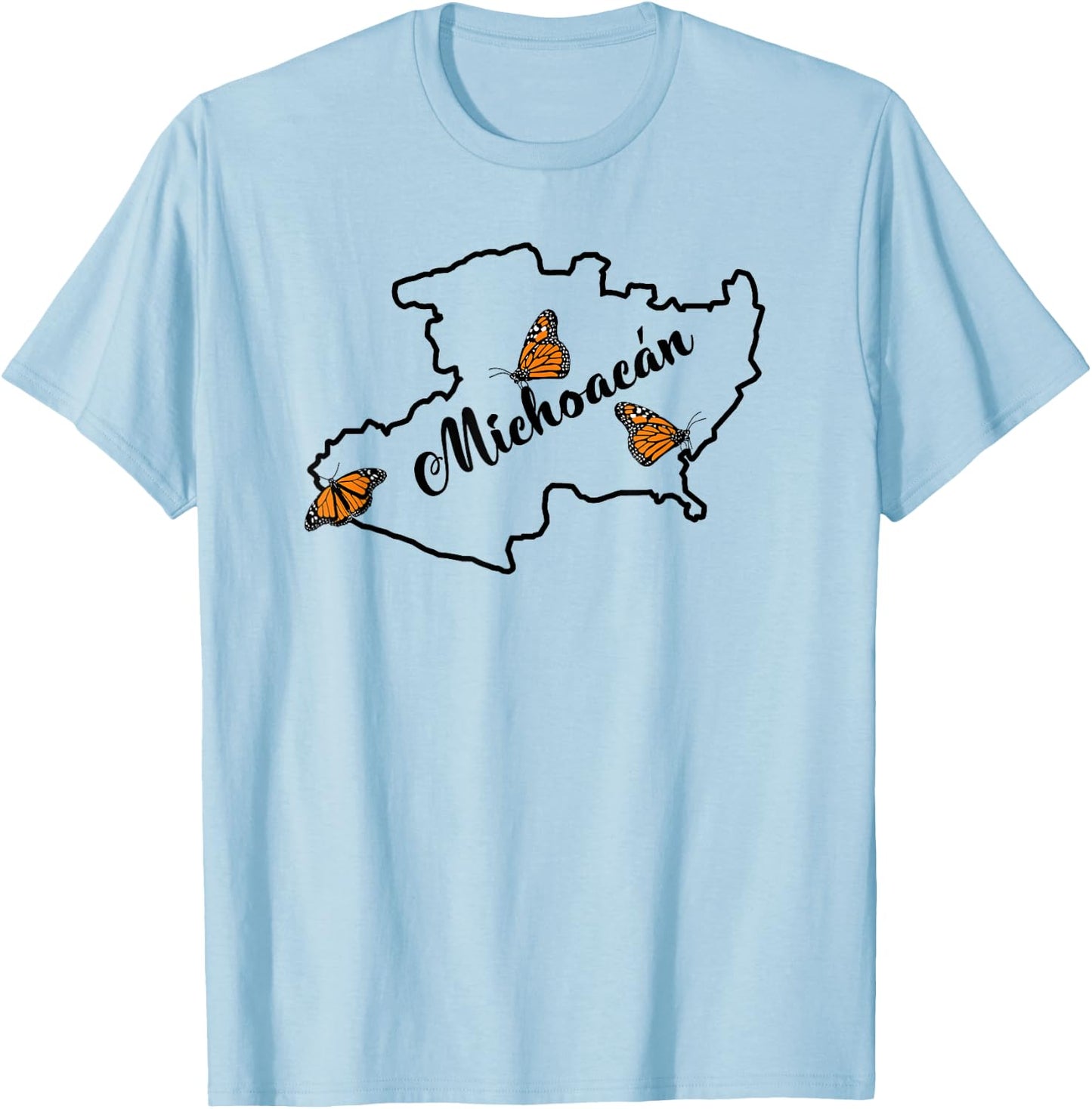 Michoacan, Mariposa Monarca T-Shirt - T-Shirt | Light Blue