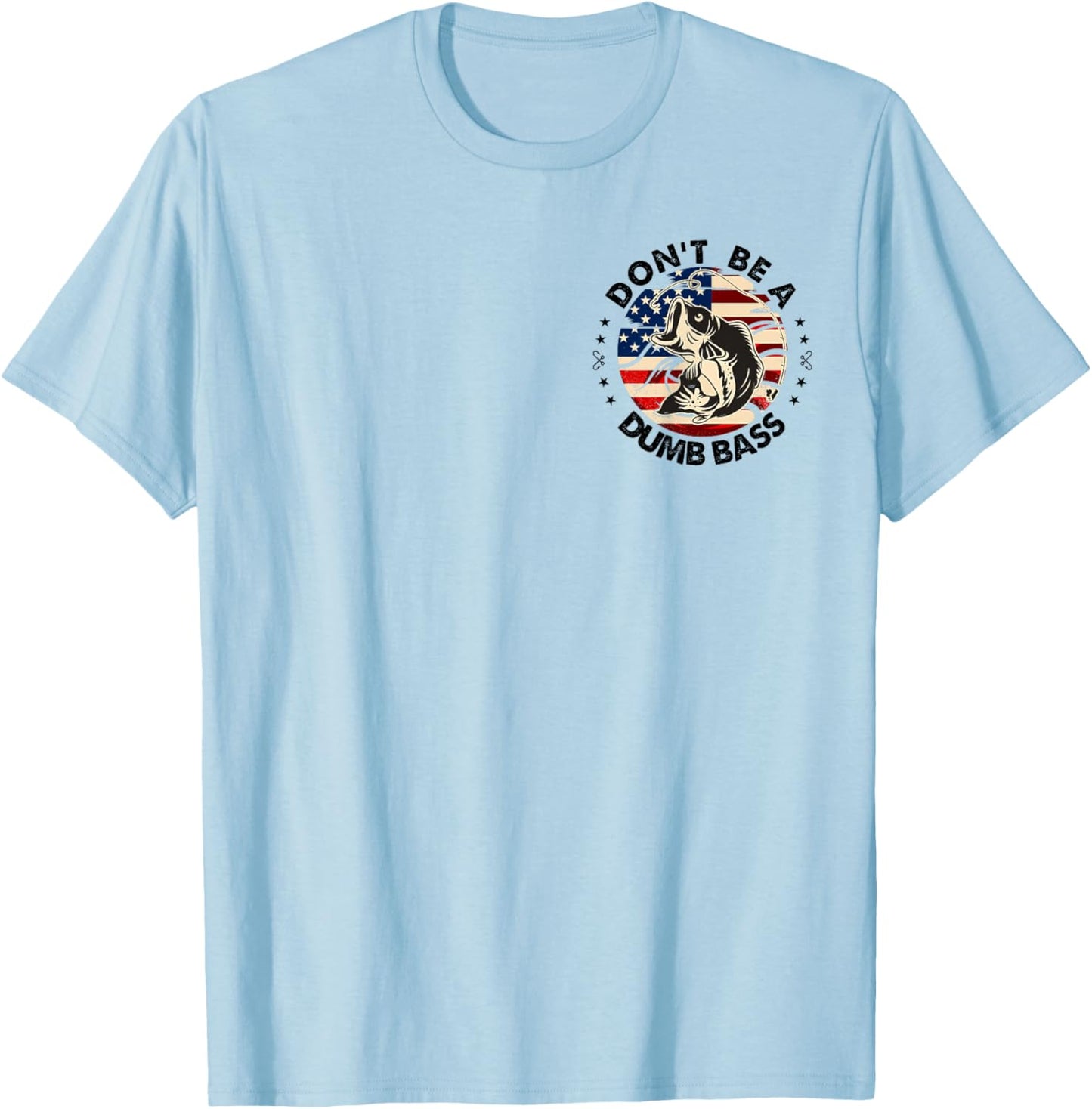 Retro Fishing American Flag Fish Pocket Fisherman T-Shirt - T-Shirt | Light Blue
