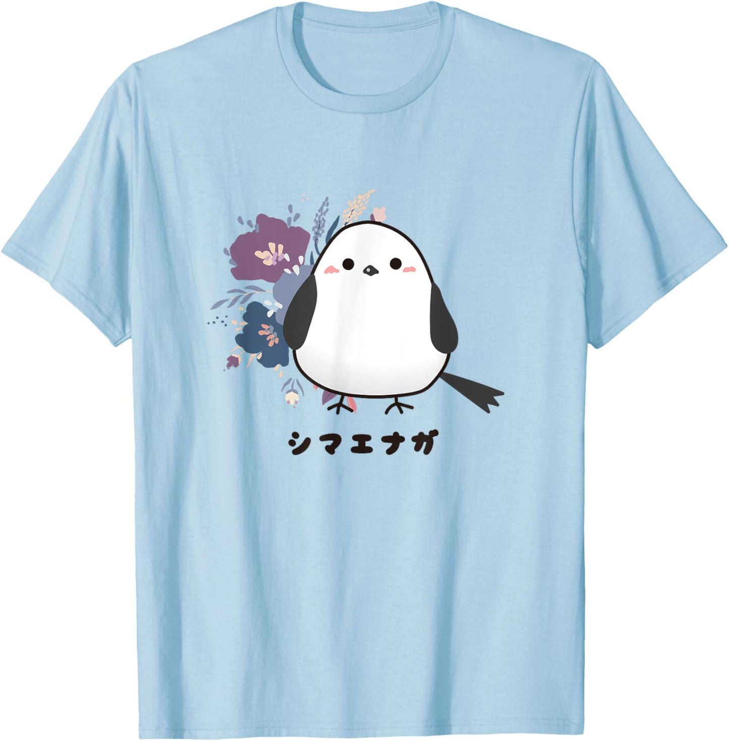 Shima Enaga Bird flower Wild Bird Japan Hokkaido Snow Fairy T-Shirt - T-Shirt | Light Blue