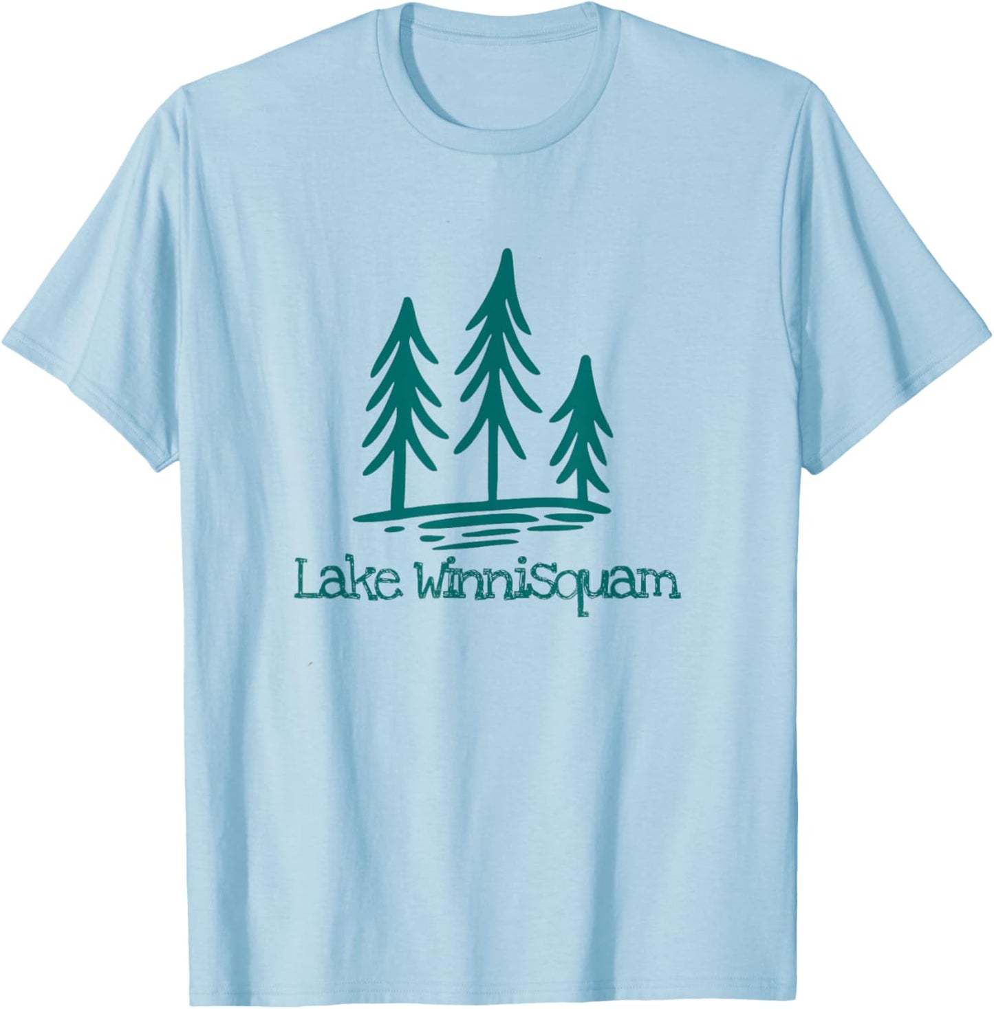 Lake Winnisquam New Hampshire Rustic Woods Forest Trees T-Shirt - T-Shirt | Light Blue