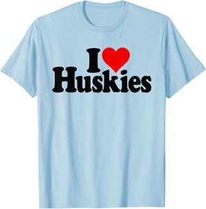 I Love Heart Huskies Siberian Husky Dog T-Shirt - T-Shirt | Light Blue