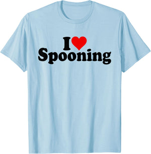 I Love Heart Spooning T-Shirt - T-Shirt | Light Blue