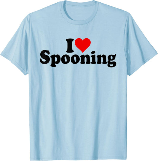 I Love Heart Spooning T-Shirt - T-Shirt | Light Blue