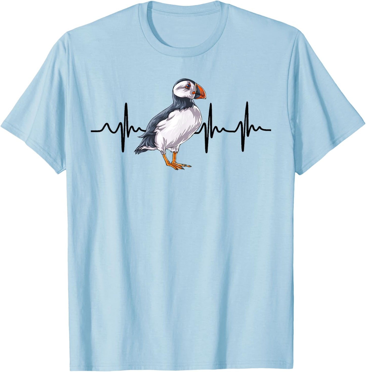 Heartbeat Puffin Bird Funny Animal Lover Gifts T-Shirt - T-Shirt | Light Blue