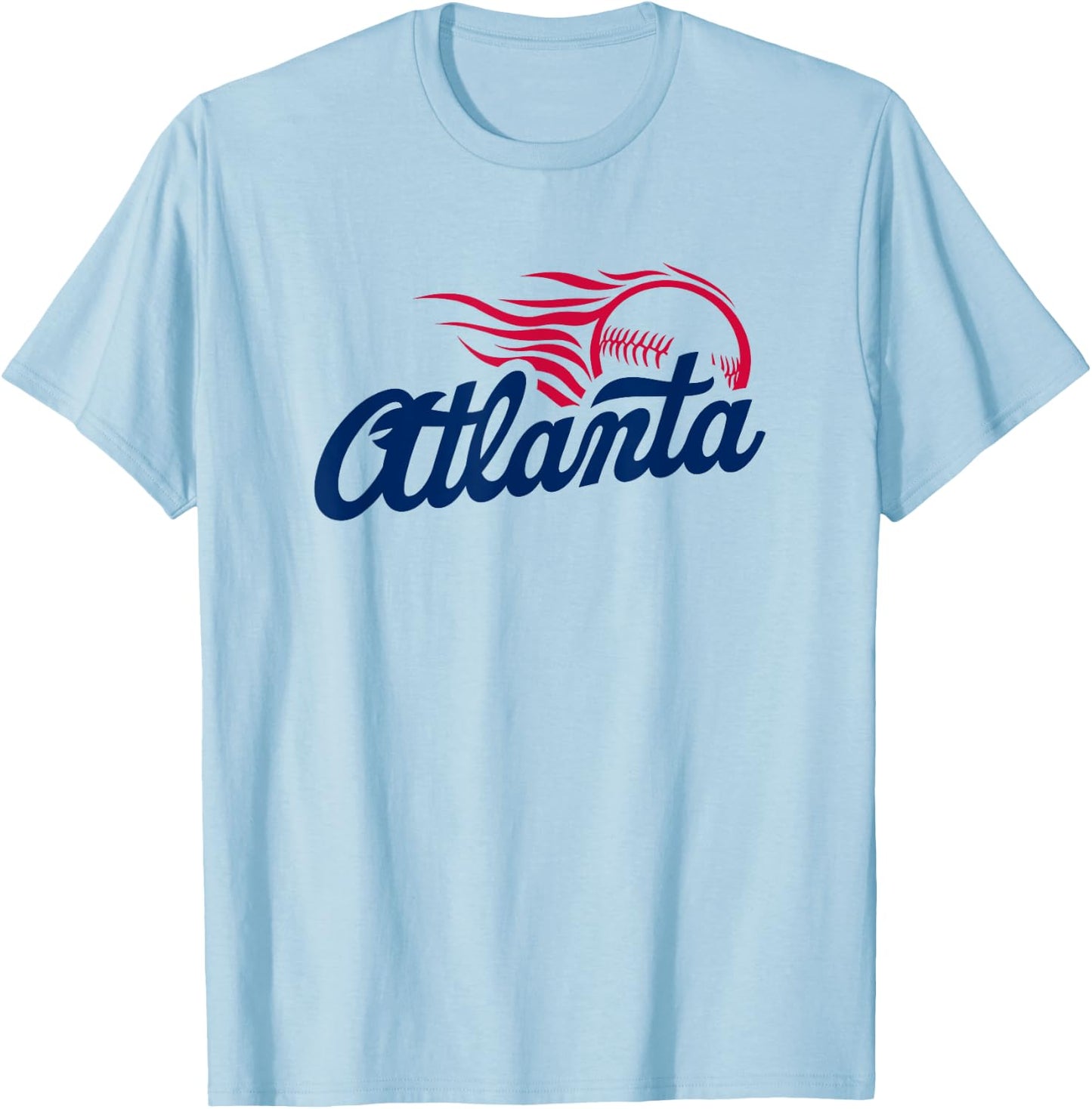 Atlanta Baseball Vintage Minimalist Retro Baseball Lover T-Shirt - T-Shirt | Light Blue