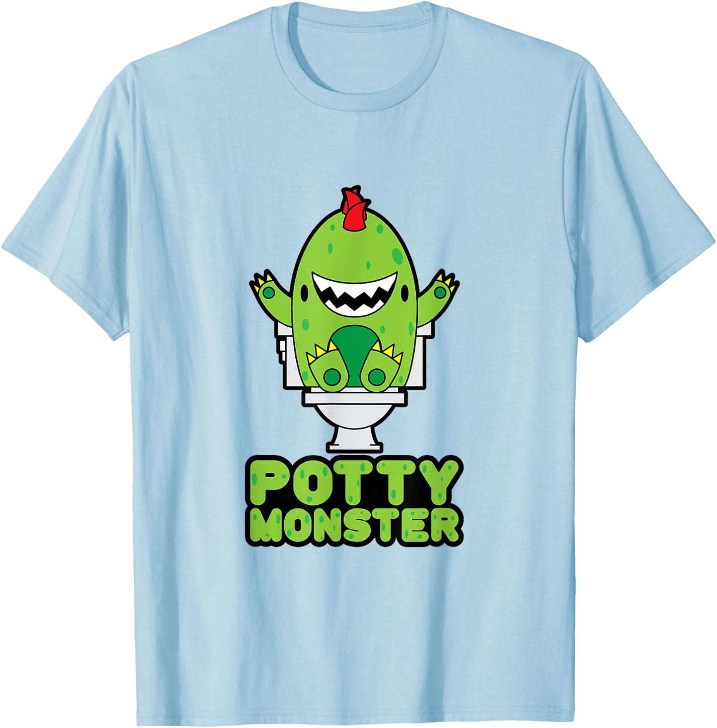 Potty Training Shirt For Boys Cute Toddler Potty Monsters T-Shirt - T-Shirt | Light Blue