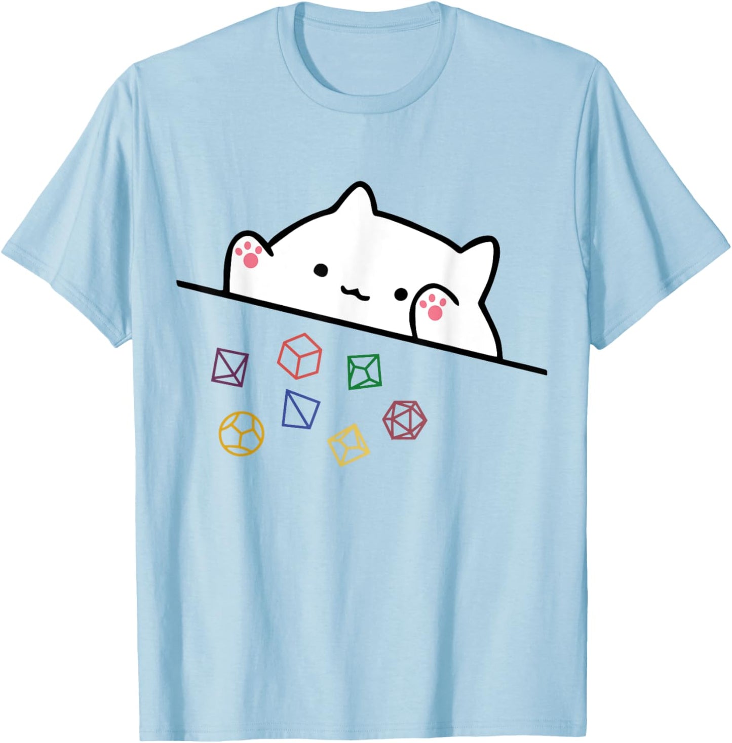 funny Cat Throwing Dice , Small, Grey T-Shirt - T-Shirt | Light Blue