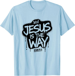 Jesus Is The Way John 14:6 Christian Graffiti T-Shirt - T-Shirt | Light Blue