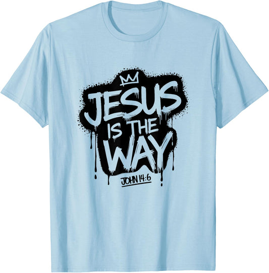Jesus Is The Way John 14:6 Christian Graffiti T-Shirt - T-Shirt | Light Blue