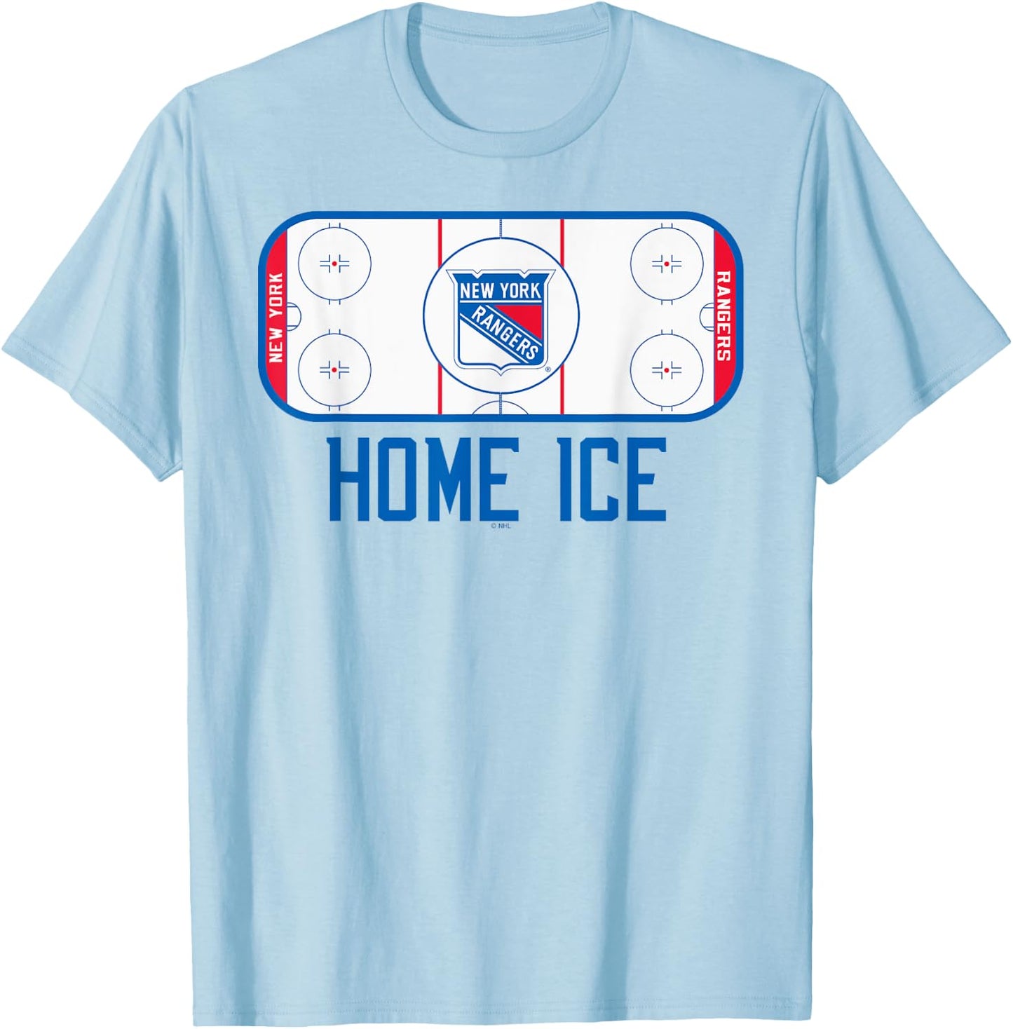 New York Rangers Home Ice Gray Officially Licensed T-Shirt - T-Shirt | Light Blue