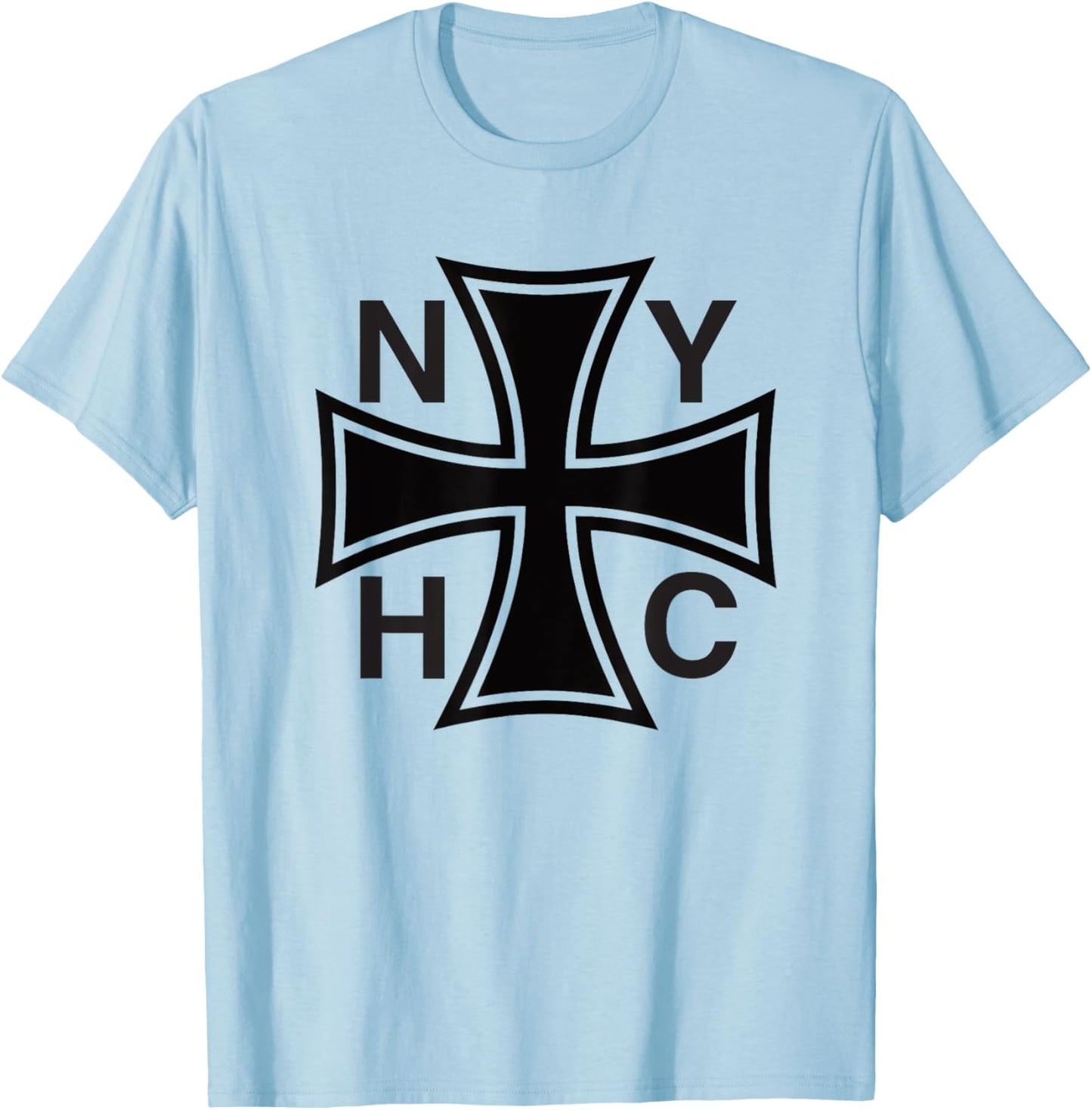 NEW YORK Hardcore is Worldwide NYHC Iron Cross T-Shirt - T-Shirt | Light Blue