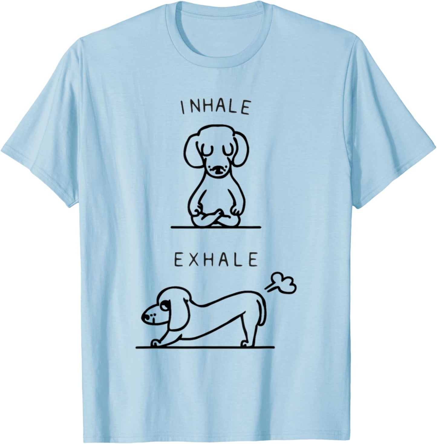 Inhale Exhale Dachshund Yoga T-Shirt - T-Shirt | Light Blue