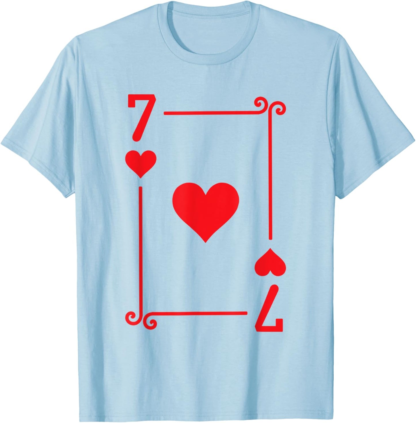 Playing Cards Costume - 7 Hearts Card - Seven Card T-Shirt - T-Shirt | Light Blue