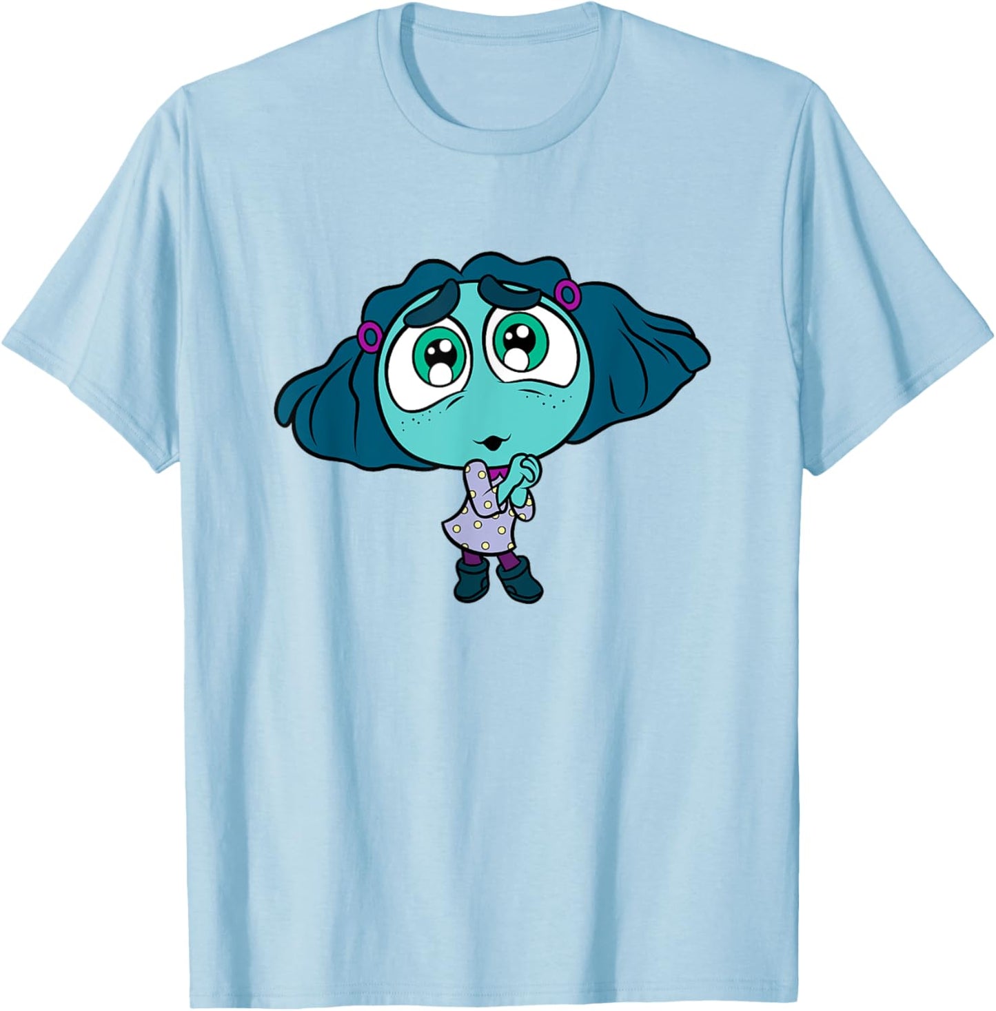 Disney Pixar Inside Out 2 Little Cute Envy Big Eyes Portrait T-Shirt - T-Shirt | Light Blue