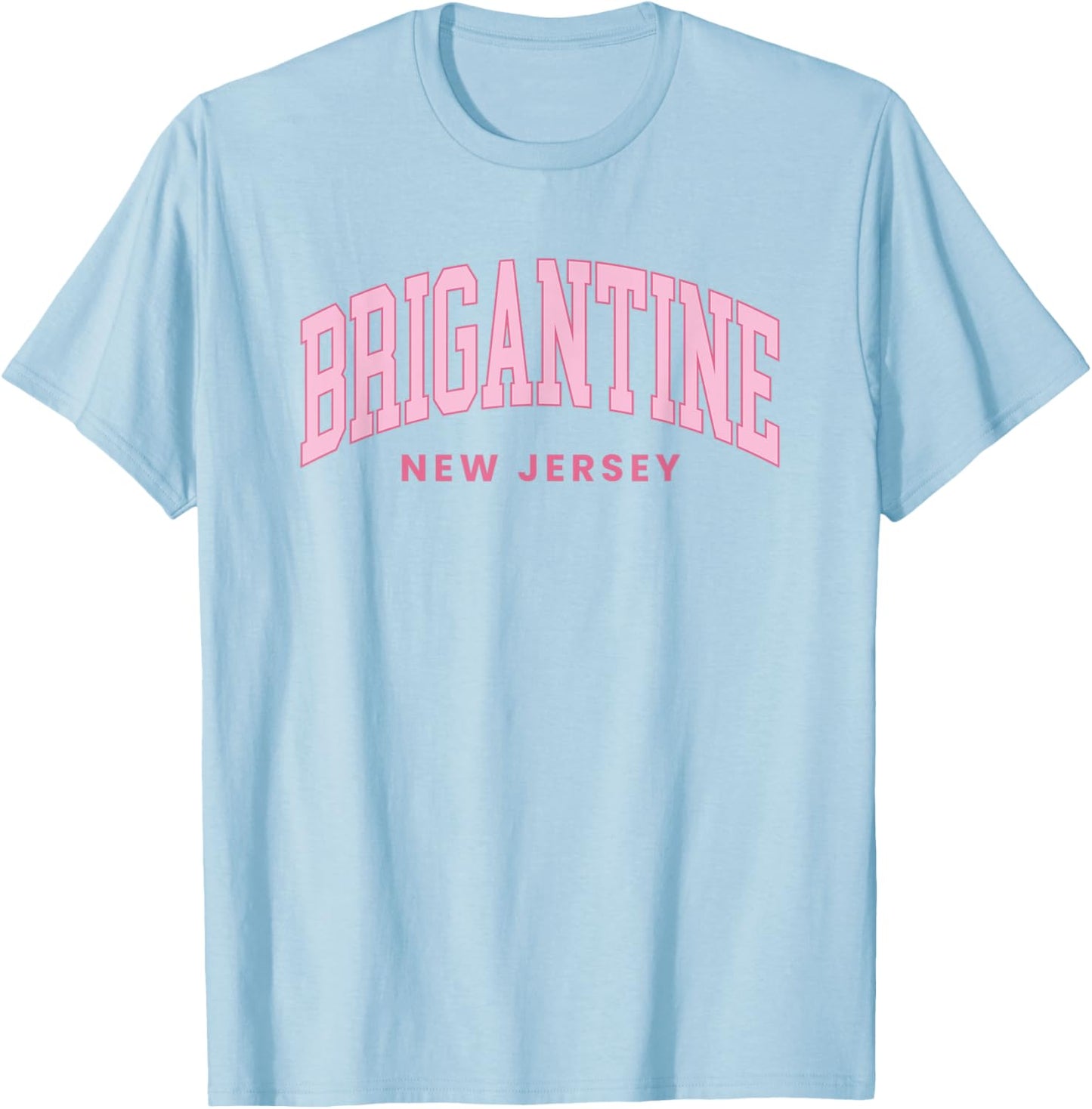 Brigantine New Jersey Retro Preppy Throwback Pink T-Shirt - T-Shirt | Light Blue