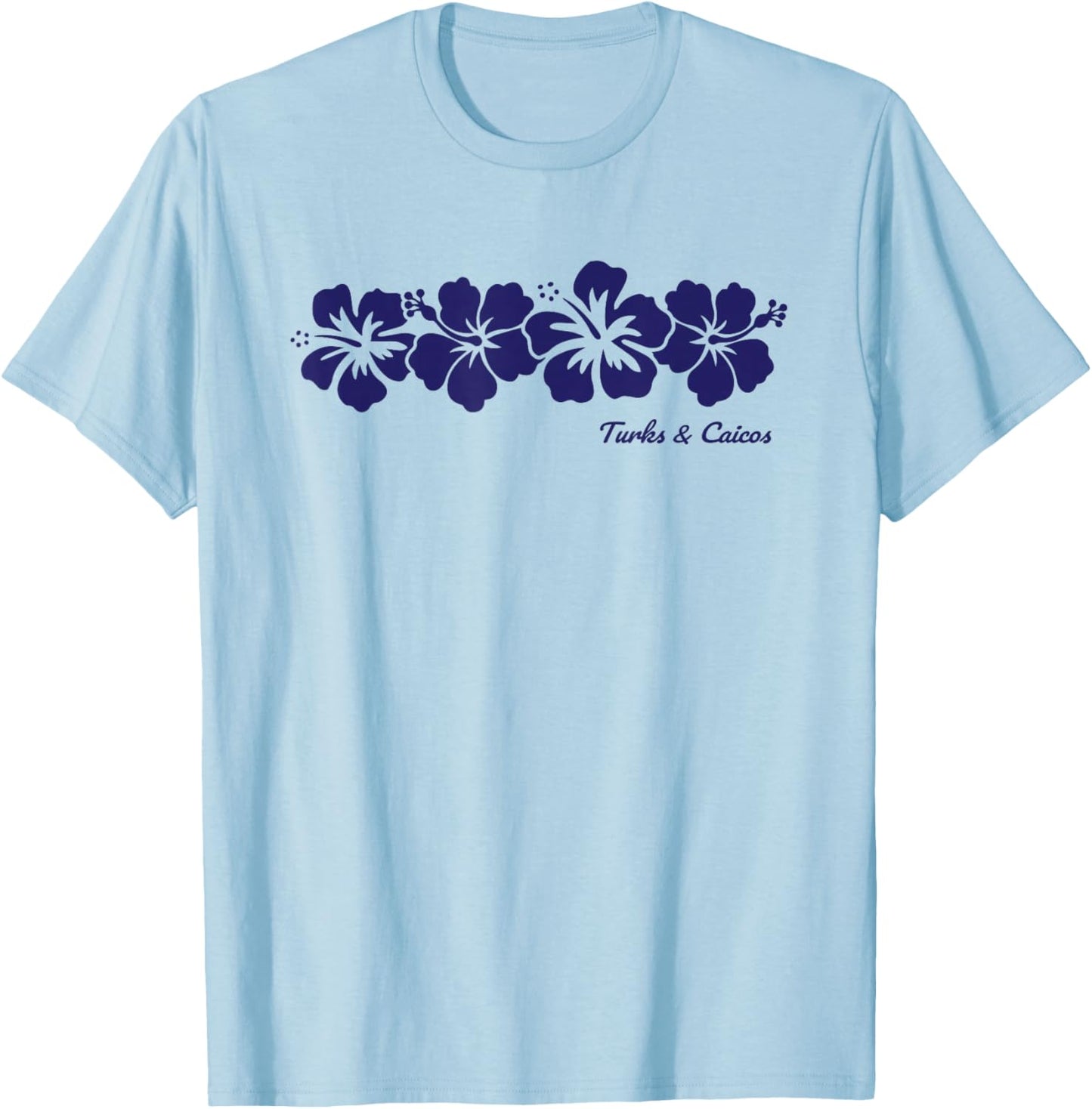 Turks and Caicos Islands Hibiscus Flower Boys Girls Souvenir T-Shirt - T-Shirt | Light Blue