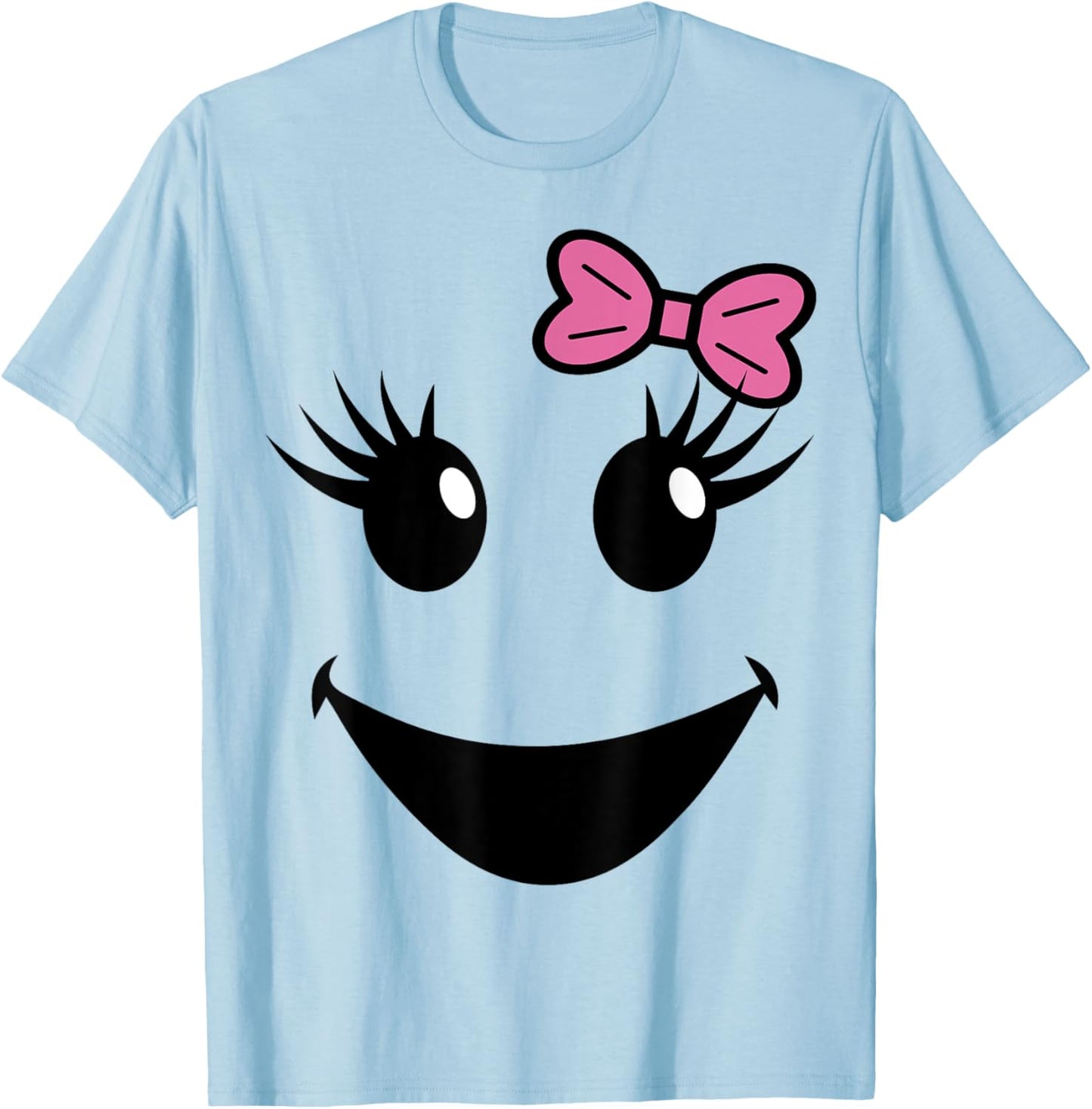 Cute Ghost Face With Bow Eyelashes Halloween Girls T-Shirt - T-Shirt | Light Blue