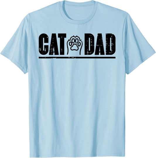 Cat Dad Paw Cute Kitten Fur Papa Daddy Animal Lover Men T-Shirt - T-Shirt | Light Blue