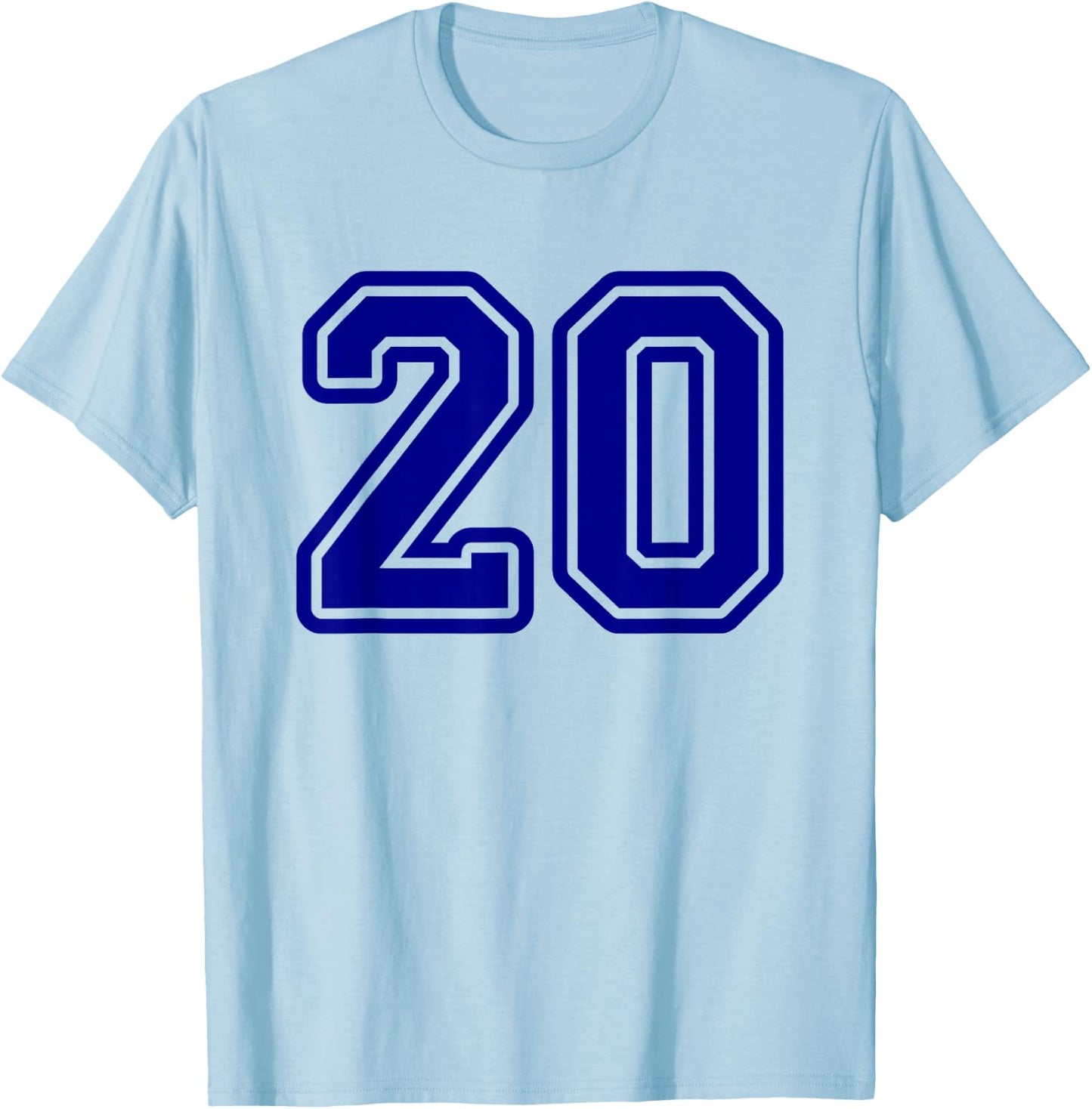 Number #20 Sport Blue Varsity Number 20 T-Shirt - T-Shirt | Light Blue