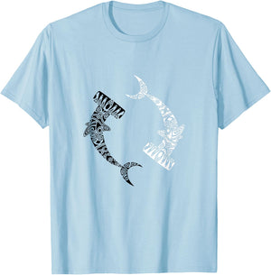 Shark fish diving mandala design T-Shirt - T-Shirt | Light Blue