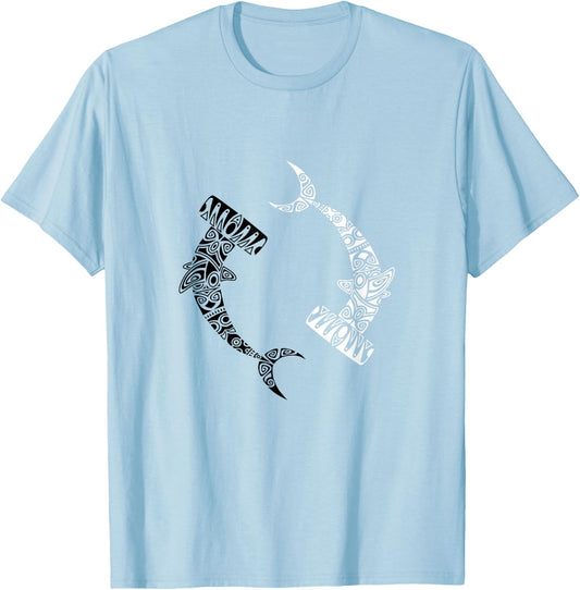 Shark fish diving mandala design T-Shirt - T-Shirt | Light Blue