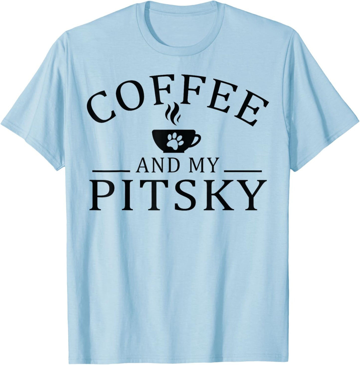 Pitsky Dog And Coffee Women T-Shirt - T-Shirt | Light Blue