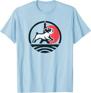 French Bulldog Frenchie Dog Sunset Paris France Men Women Kids T-Shirt - T-Shirt | Light Blue