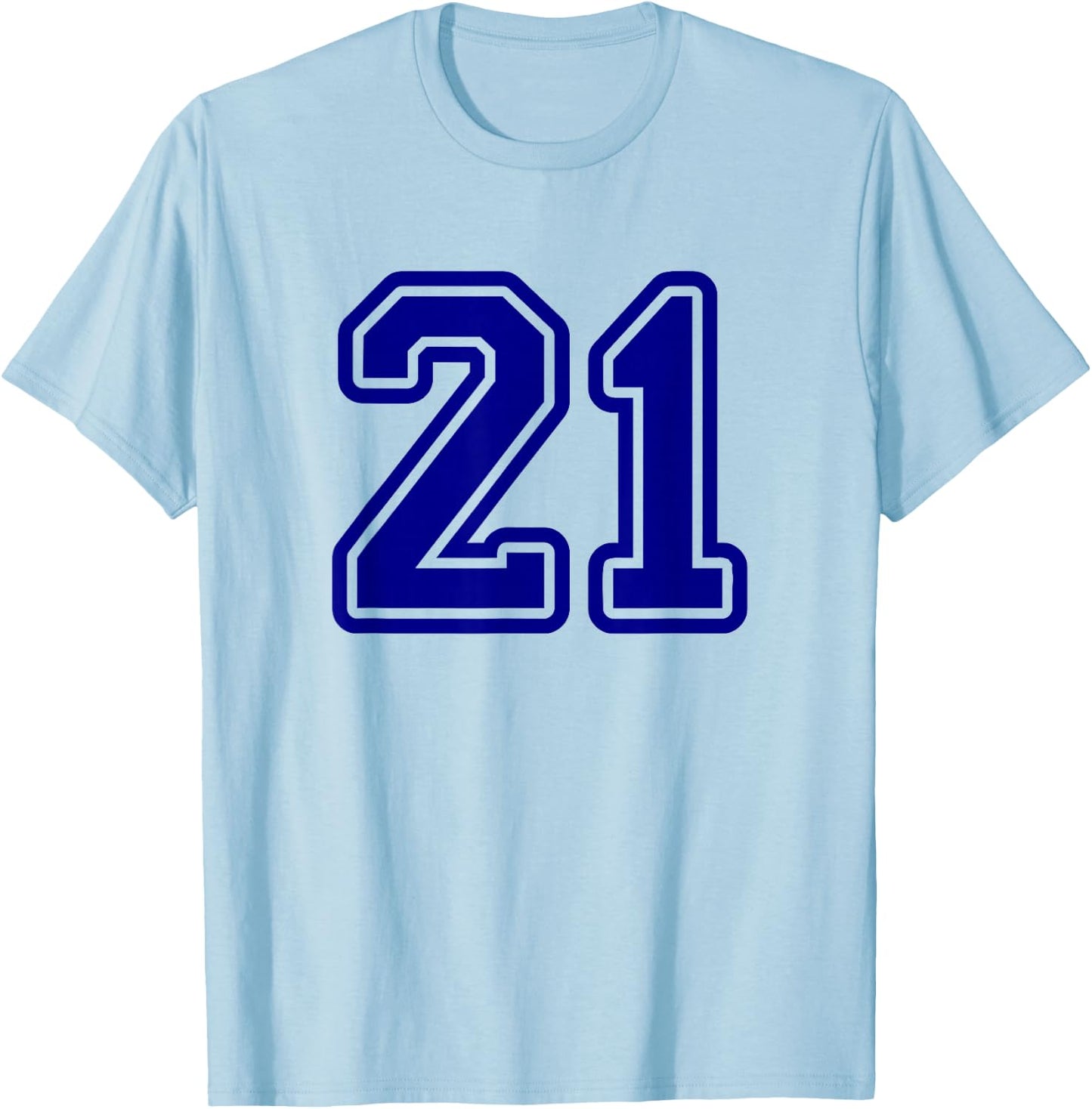Number #21 Sport Blue Varsity Number 21 T-Shirt - T-Shirt | Light Blue